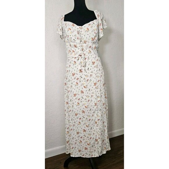 unbranded Dresses & Skirts - Floral Goddess Coquette Lace Up Boho large Dress Pairie Cottage Coquette Dress